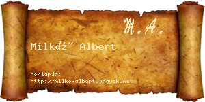 Milkó Albert névjegykártya